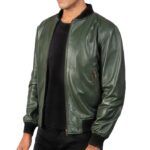 Premium Green Leather Jacket - Motorcycle Jacket - Motorcycle Bomber Jacket for Men