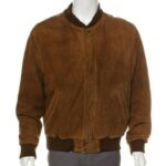 Premium Brown Suede Leather Bomber Jacket for Men - Suede Jacket Leather