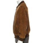 Premium Brown Suede Leather Bomber Jacket for Men - Suede Jacket Leather