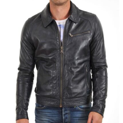 Genuine Black Slim fit Biker Leather Jacket for Men