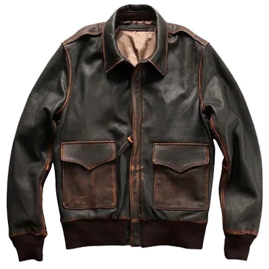 Genuine Mens Brown Aviator Jacket - A2 Military Pilot Jacket - Leather Bomber Jacket Genuine Mens Brown Aviator Jacket - A2 Military Pilot Jacket - Leather Bomber Jacket