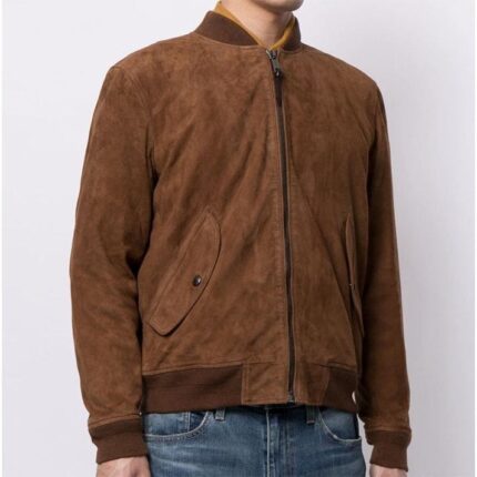 Best Mens Suede Leather Jacket Bomber Jacket Brown