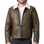 Classic Mens Leather Jacket Shearling Bomber Jacket By Zay Leather