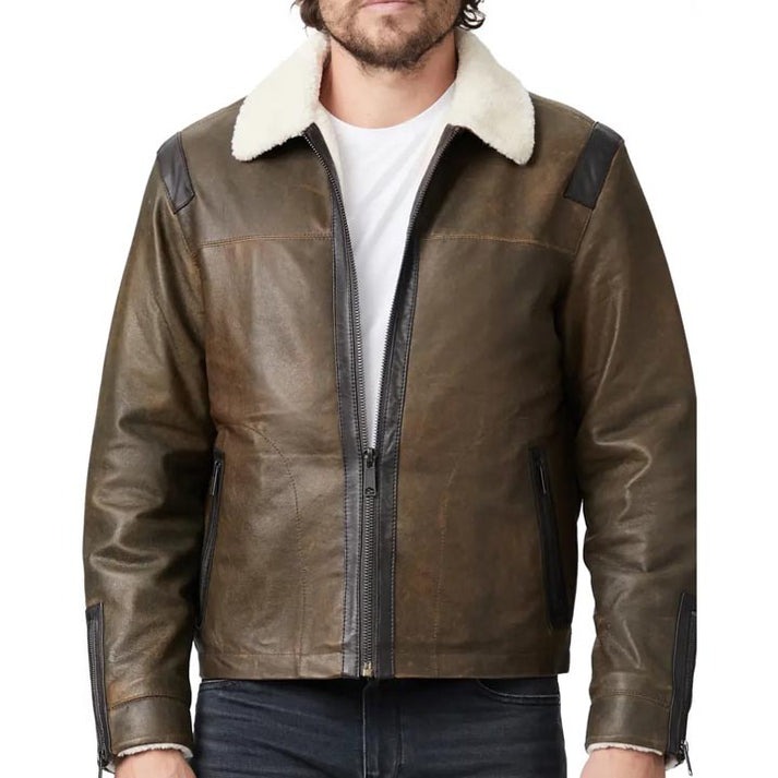 Classic Mens Leather Jacket Shearling Bomber Jacket By Zay Leather Classic Mens Leather Jacket Shearling Bomber Jacket By Zay Leather