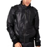Stylish Mens Soft Sheepskin Leather Front Zip Bomber Jacket