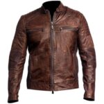 Best Vintage Brown Leather Biker Jacket Mens - Cafe Racer Jacket