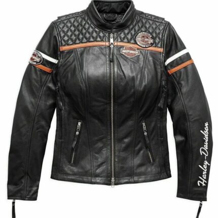 Harley Davidson Triple Vent Jacket - Black Women Leather Jacket