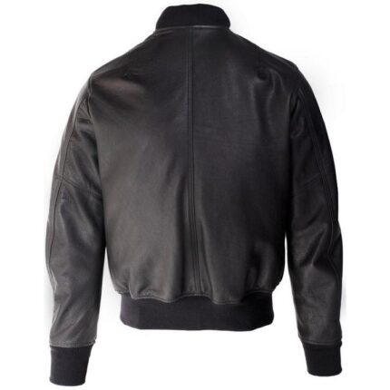 Genuine Cowhide Leather Bomber Jacket - Black Leather Jacket