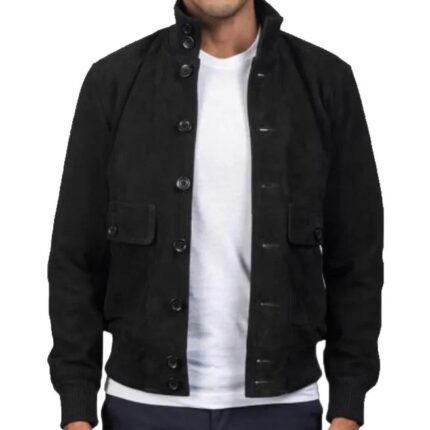 Best Men’s Black Suede Leather Jacket - Suede Leather Bomber Jacket