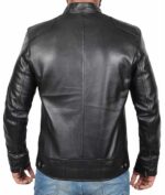 Genuine Black Leather Cafe Racer Jacket Mens - Biker Jacket Mens