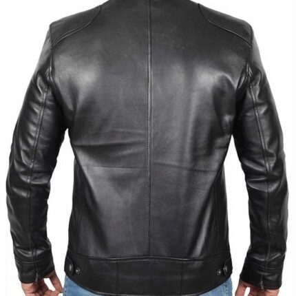 Genuine Black Leather Cafe Racer Jacket Mens - Biker Jacket Mens