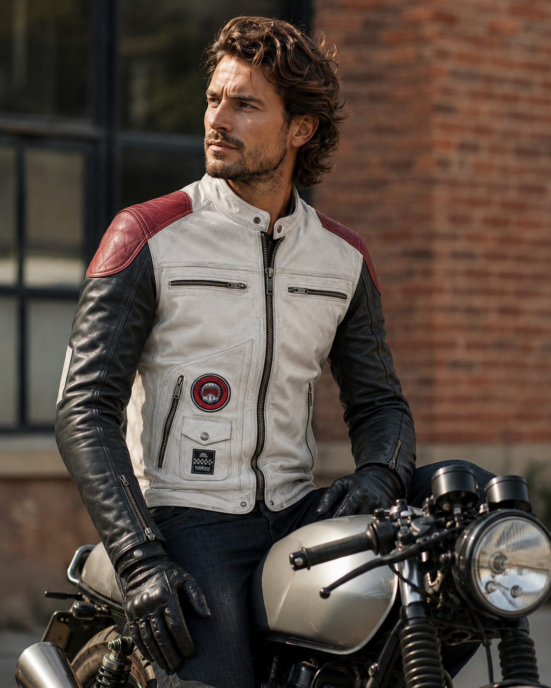 Helstons Tracker motorcycle leather jacket with removable CE armour Helstons Tracker motorcycle leather jacket with removable CE armour