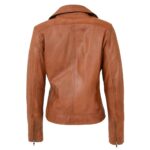 Tan Biker Jacket Women | Soft Leather Cross Zip Ladies Jacket