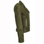 Green Suede Jacket | Genuine Women Suede Biker Jacket
