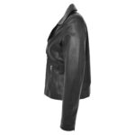 Black Leather Biker Jacket Women | Soft Cross Zip Ladies Jacket
