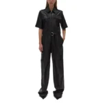 Black Baggy Leather Jumpsuit