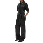 Black Baggy Leather Jumpsuit