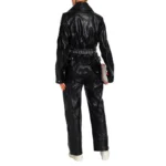 Textured Black Elite Ladies Leather Jumpsuits In Bold Style