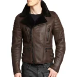 Men’s Sheepskin Cafe Racer Leather Motorcycle Jacket