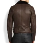 Men’s Sheepskin Cafe Racer Leather Motorcycle Jacket - Image 2