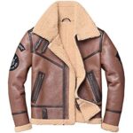 Genuine Leather Shearling Aviator Bomber Jacket – Sheepskin Coat