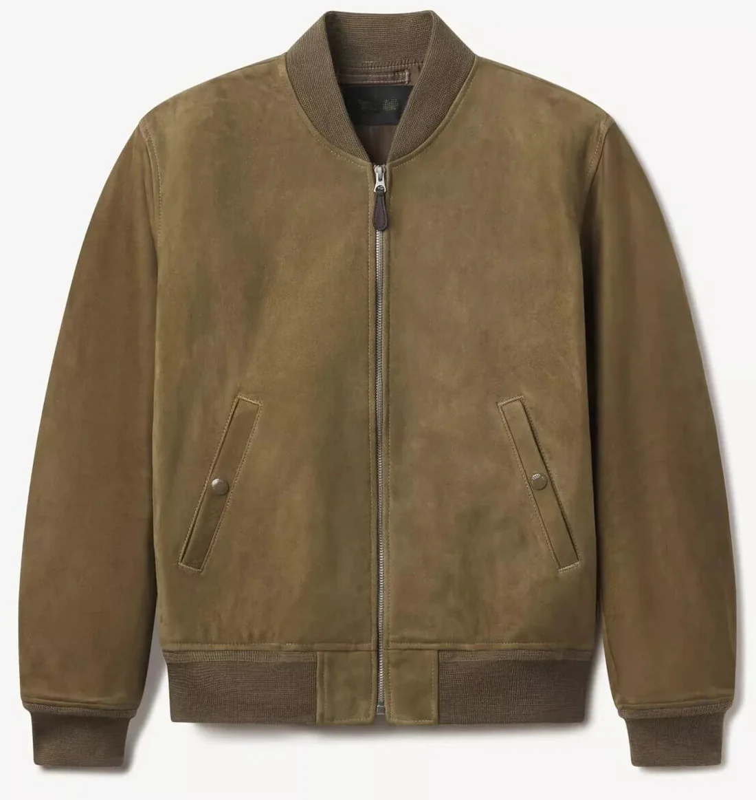 TanLeatherBikerJacket Men’s Tan Suede Bomber Biker – Slim Fit - Image 1