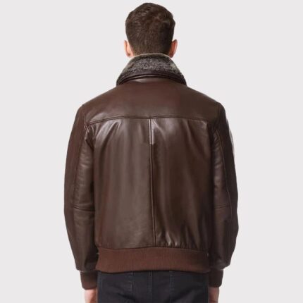 Air Force Aviator Leather Jacket with Fur Collar | Military Bomber Jacket