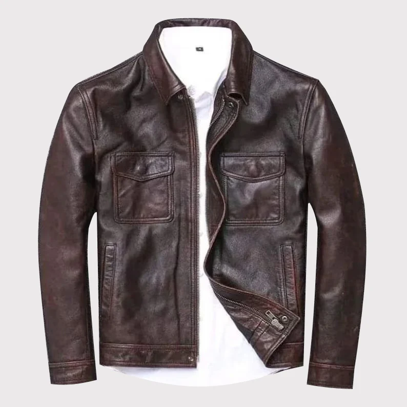 brown-leather-jacket-for-men Men’s Brown Leather Jacket – Classic Style - Image 1
