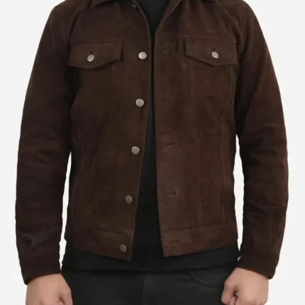 Men's Dark Brown Suede Leather jacket
