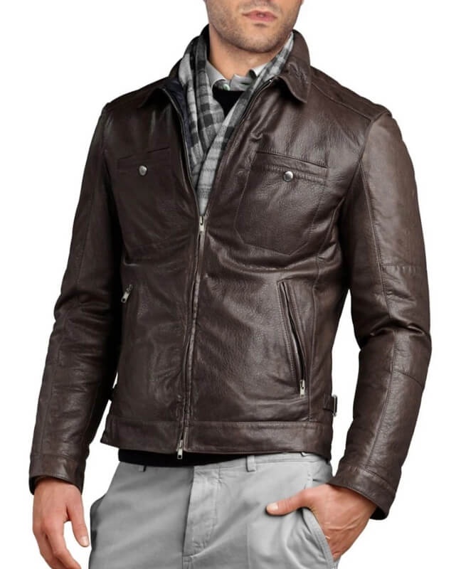 img_7830 Soft & Stylish Men’s Genuine Lambskin Dark Brown Leather Jacket - Image 1