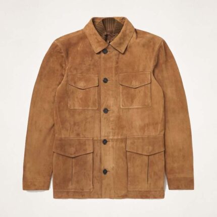 Men’s Brown Suede Field Leather Jacket | Custom Made Fit