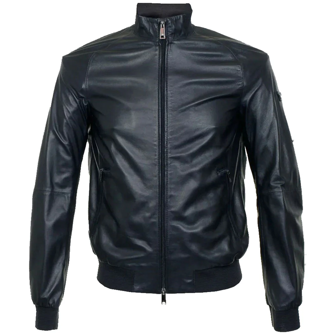 mens-fashion-mode-classic-leather-bomber-jacket Premium Men’s Fashion Lambskin Leather Bomber Jacket - Image 1