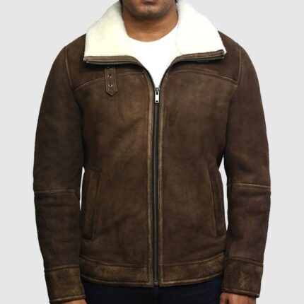Men’s Vintage Shearling Sheepskin Spanish Merino Leather Jacket | Premium Aviator Jacket