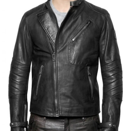 Men’s Vintage Black Leather Biker Jacket