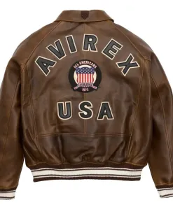 Avirex Men’s Vintage Brown Leather Jacket - Image 2