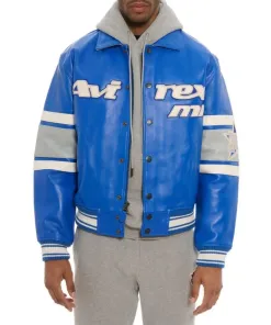 Avirex Premium Detroit USA Blue Leather Jacket - Image 4
