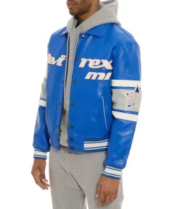 Avirex Premium Detroit USA Blue Leather Jacket - Image 3