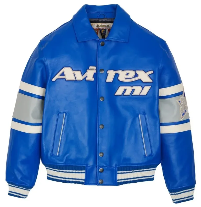 AVS241O09_LIMITED_EDITION_DETROIT_JACKET_SKY_DIVER_423_FLAT_FRONT2017x2075_800x Avirex Premium Detroit USA Blue Leather Jacket - Image 1