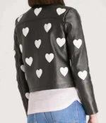 Women’s Maje Heart Black Leather Motorcycle Jacket - Image 2