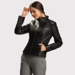 Women’s Premium Black Leather Jacket with Elegant Detailing - Image 2