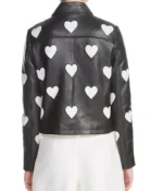 Women’s Maje Heart Black Leather Motorcycle Jacket - Image 4