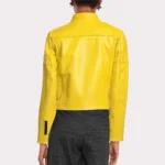 Eye-Catching Yellow Croc Leather Jacket for Women - Image 2
