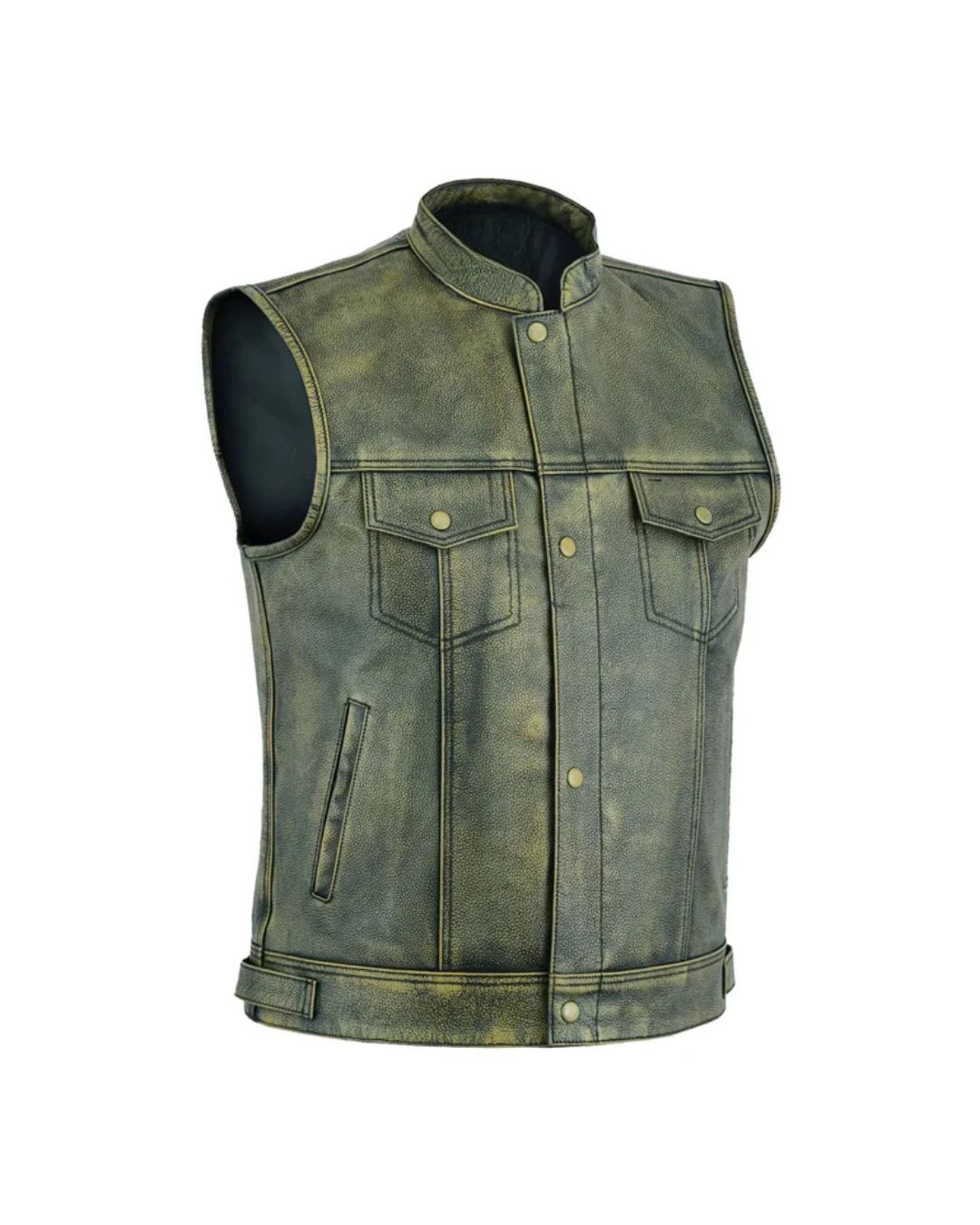 19 (1) Premium Distressed Brown Biker Vest - Image 1