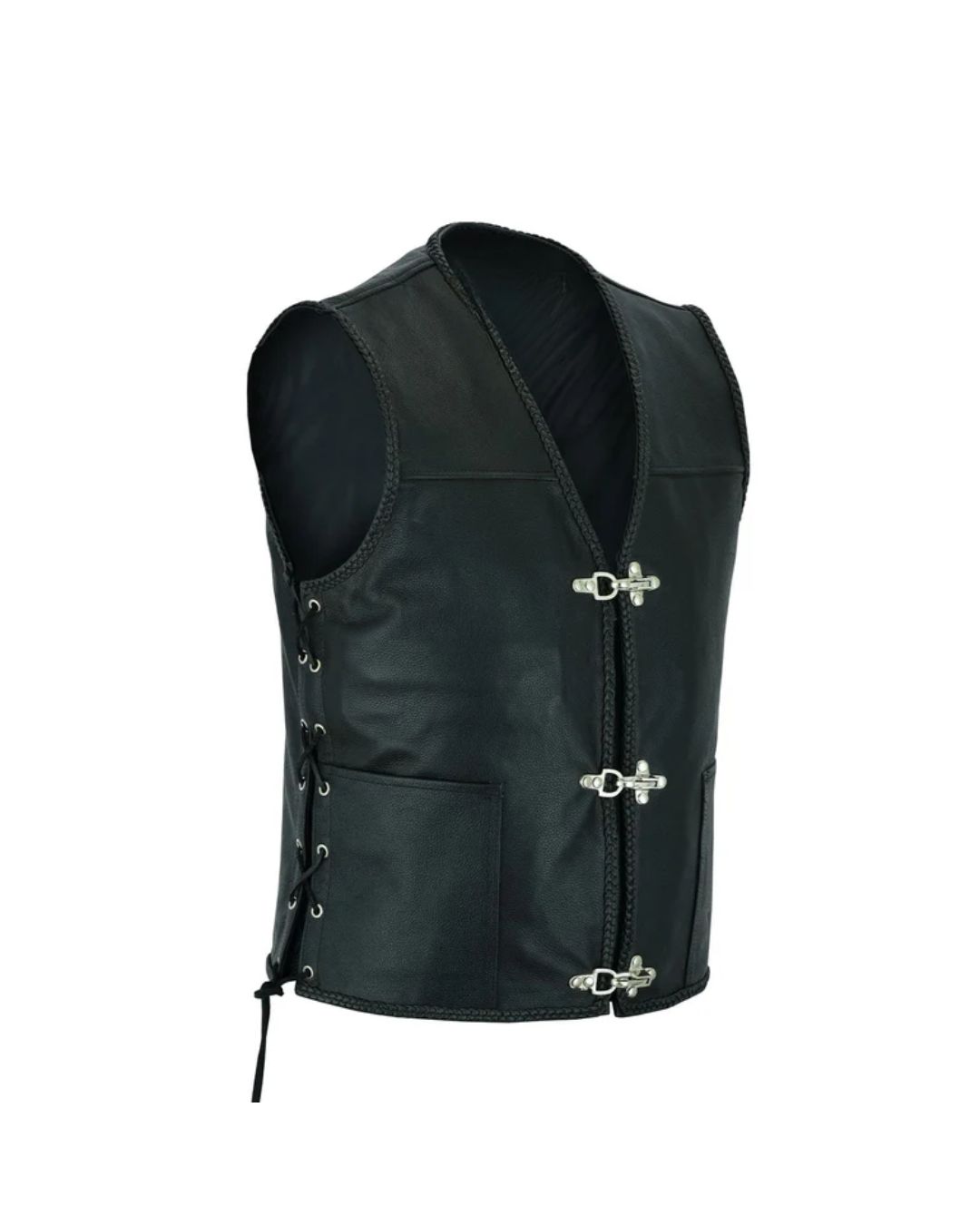 5 (1) Fishhook Closure Side Lace Motorcycle Vest - Image 1