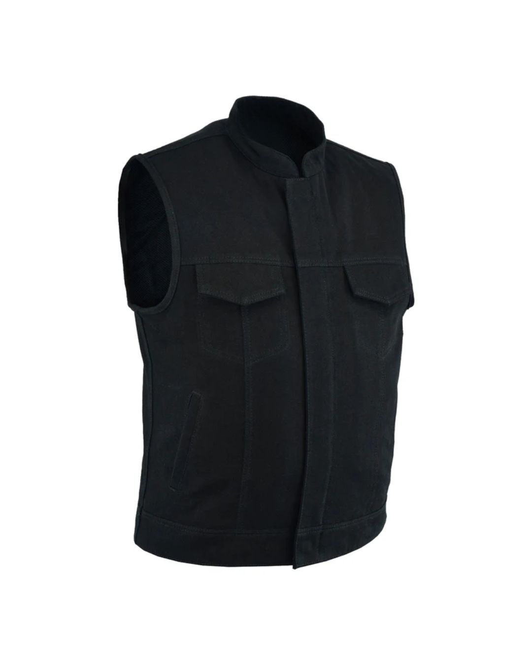 8 (1) Premium SOA Black Denim Riding Vest - Image 1
