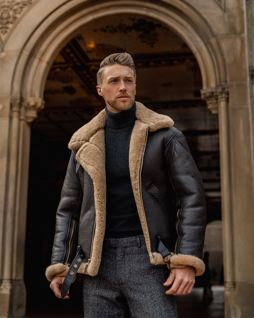 Men's B3 RAF Aviator Sheepskin Shearling Leather Jacket Men's B3 RAF Aviator Sheepskin Shearling Leather Jacket